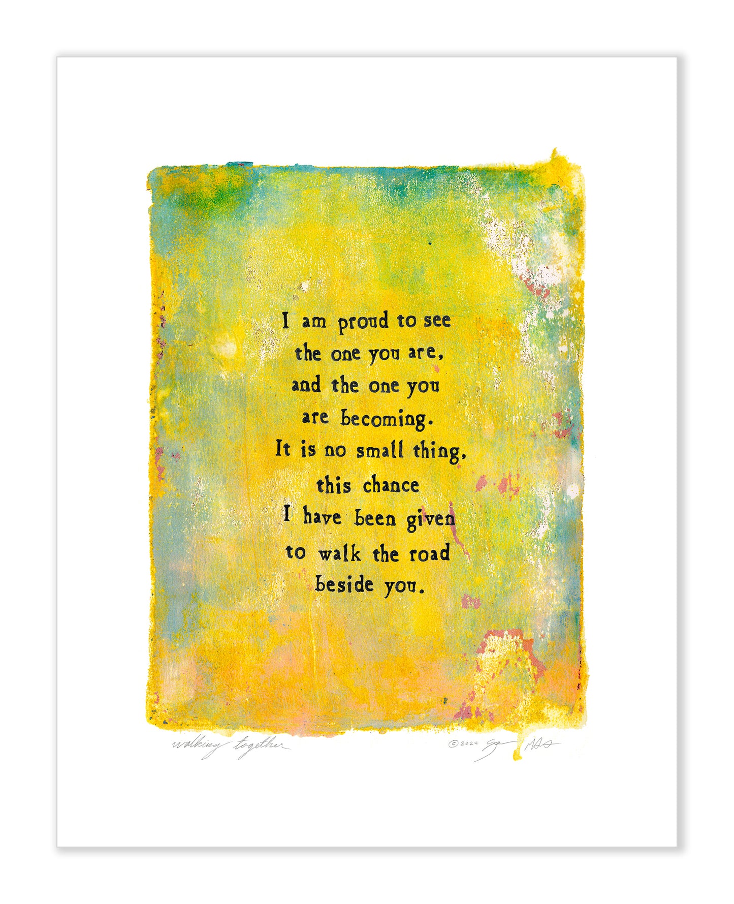 Walking Together Gel Print 11x14