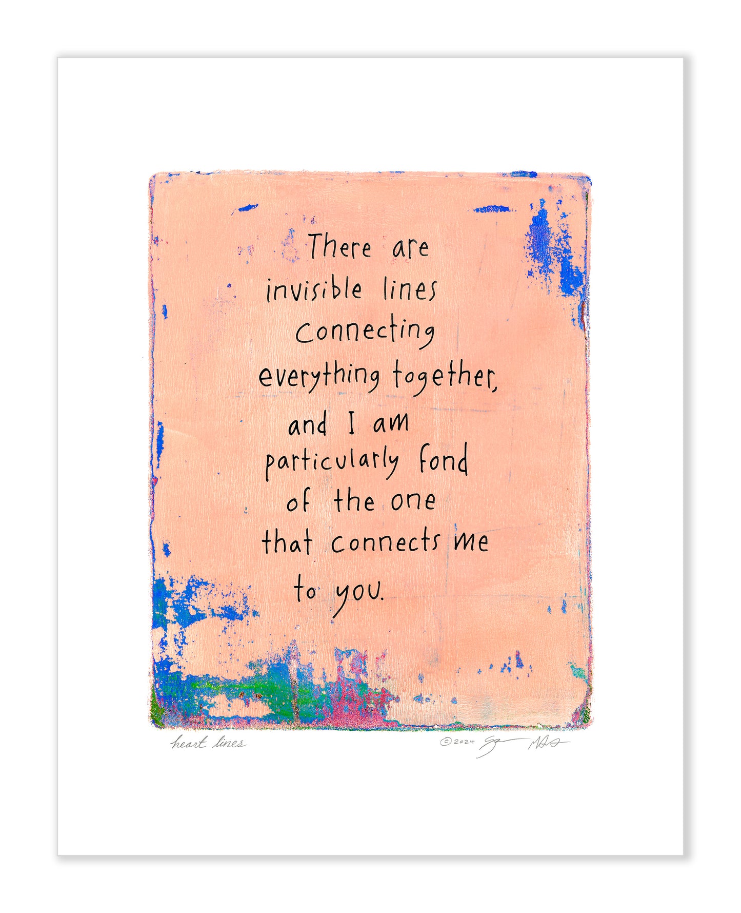 Heart Lines Gel Print 8x10